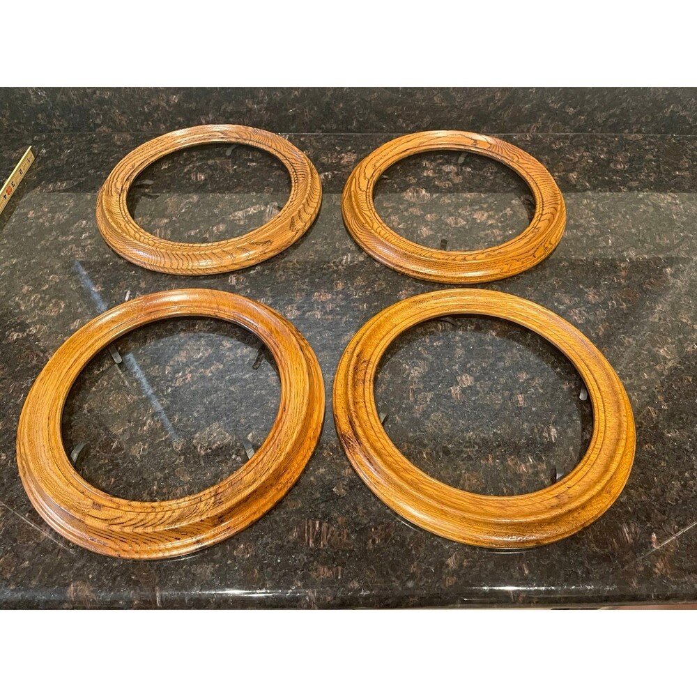 4 vintage Bard's Hardwood Round Plate Frames for 9.25" Plates